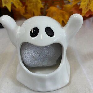 Happy Halloween Ceramic Ghost Kitchen Sponge Scrubby Holder Shabby Chic New